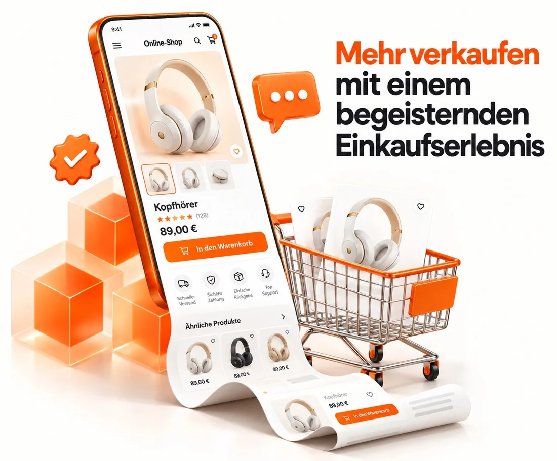 Onlineshop: mehr verkaufen mit einem begeisternden Einkaufserlebnis – Smartphone mit Shop und Warenkorb